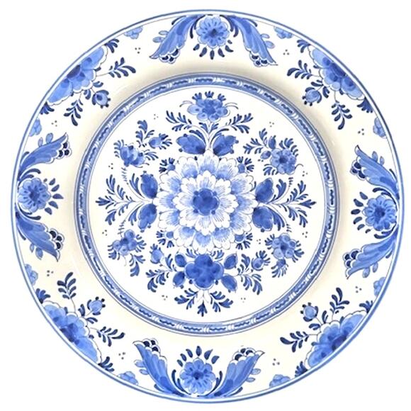 Royal Delft Porcelain 13.75" Vintage CT Handpainted Charger Plate-Extremely Rare - Picture 1 of 10
